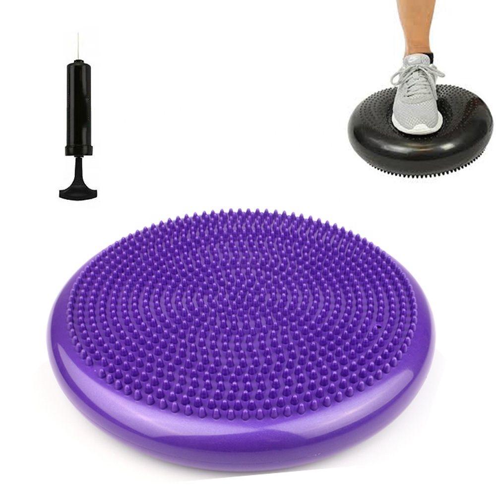 Exercise Disc Inflatable - เบาะรองนั่งโยคะพิลาทิสแบบเป่าลมพร้อมรูเจาะ PVC สำหรับนวด นั่งสบาย ใช้กับเก้าอี้โยคะและการออกกำลังกาย